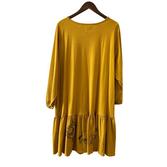 NWT Disney Parks Winnie The Pooh Drop Waist Dress Size 1X Mustard Yellow - Picture 7 of 10
